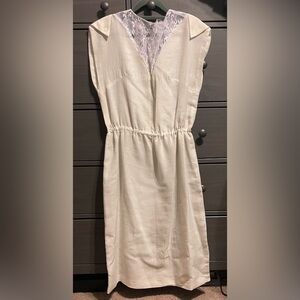 VINTAGE Linen and Lace Cream Dress!
